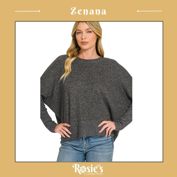 Brushed Melange Hacci Dolman Sleeve Sweater