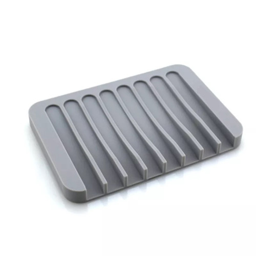 Grey silicone soap tray, silicone soap dish