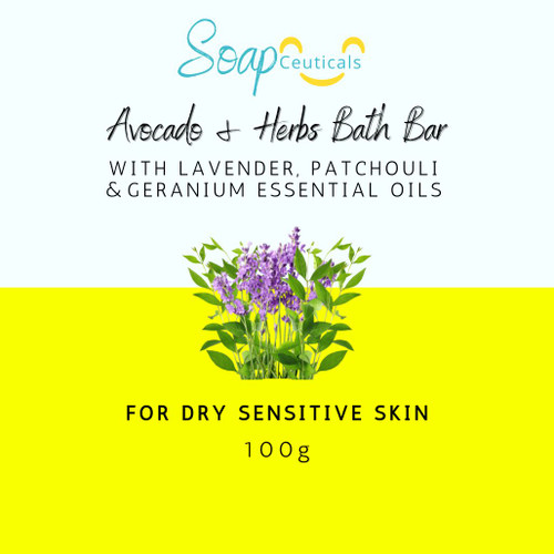 Sensitive Skin Soap_Avocado-Herbs-with-Lavender-Patchouli-Geranium-Essential Oils