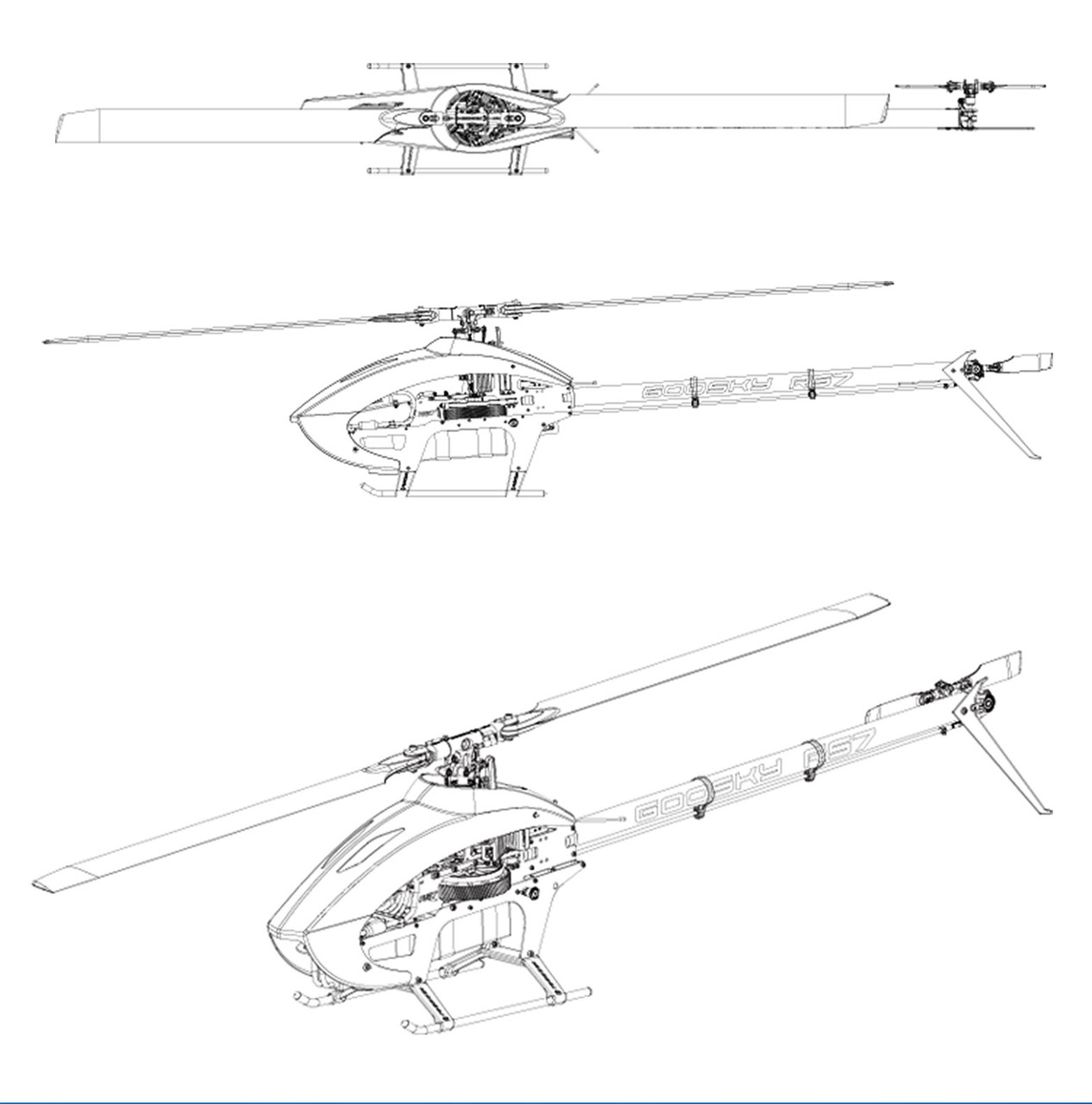 Goosky Legend RS7 Helicopter Kit , No Electronics W/ AZ-700 Main