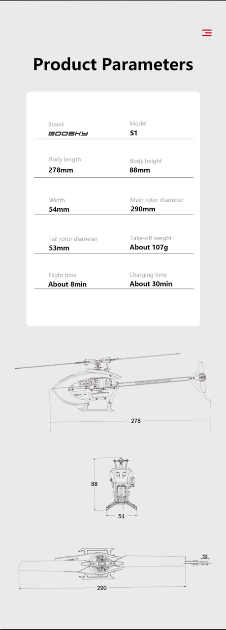 GOOSKY (RTF) Legend S1 High-Performance Aerobatic RC Helicopter -Pink