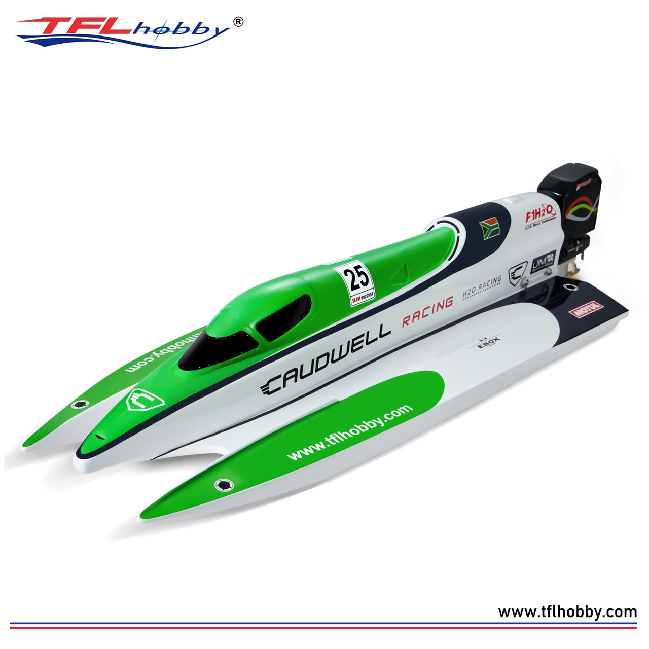 TFL 1238 Caudwell F1 RC Boat Green Color With ARTR Outboard Version