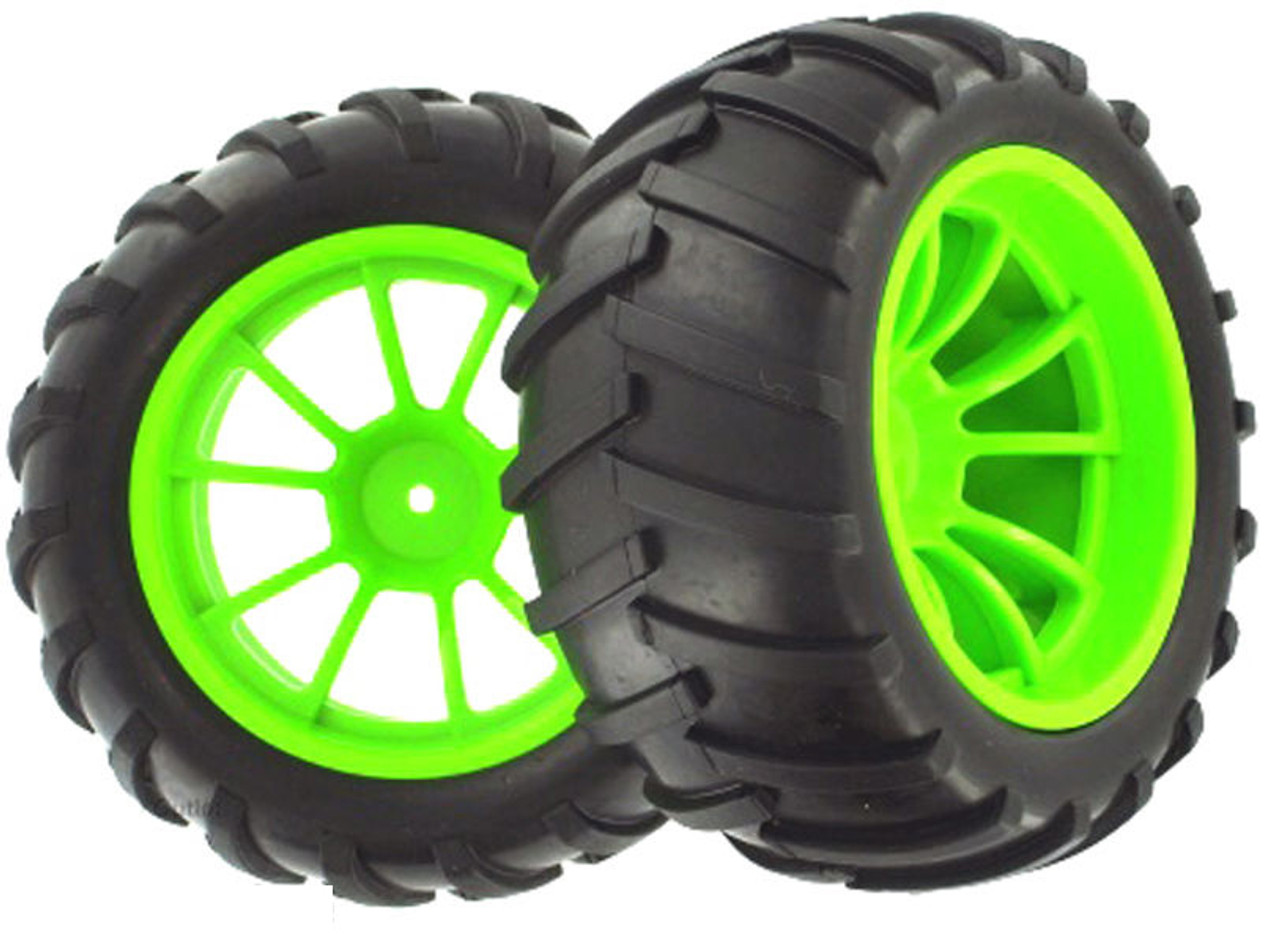 HSP RC CAR PARTS 08010 Green Wheel Complete 2 pcs 1/10 Scale For HSP 94108 Nitro RC Monster Truck