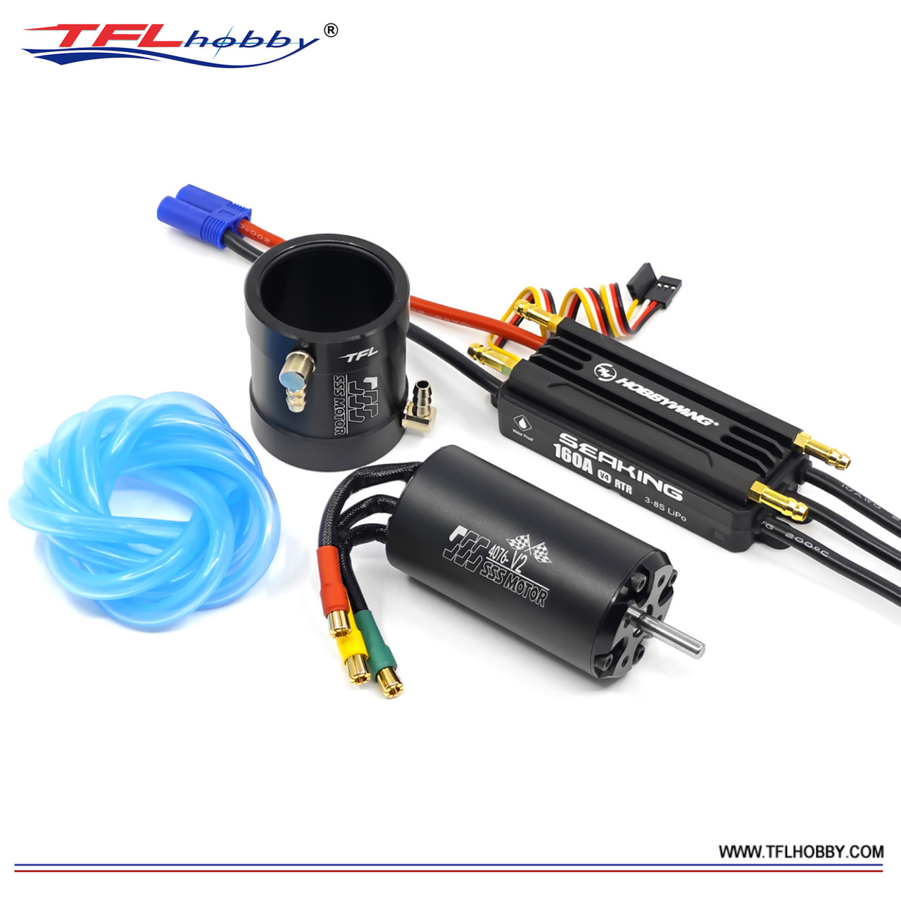 Promotion!! TFL 4076 V2 Brushless Motor + Seaking 160A V4 RTR ESC W/ Water Cooling Jacket 532B44BK, Silicone Tube 213B25  (TB407601) Promotion!! TFL 4076 V2 Brushless Motor + Seaking 160A V4 RTR ESC W/ Water Cooling Jacket 532B44BK, Silicone Tube 213B25  (TB407601)