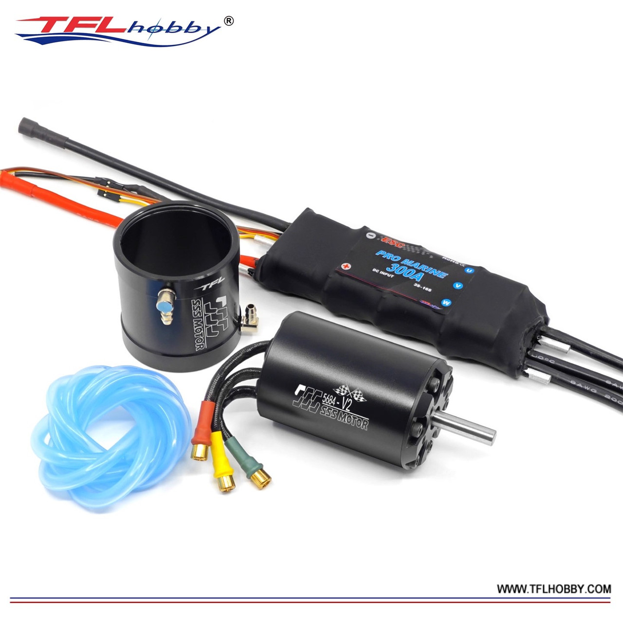 Promotion!! TFL 5684 V2 Brushless Motor + 300A ESC W/ Water Cooling Jacket 532B51BK, Silicone Tube 213B25  (TB568401) Promotion!! TFL 5684 V2 Brushless Motor + 300A ESC W/ Water Cooling Jacket 532B51BK, Silicone Tube 213B25  (TB568401)
