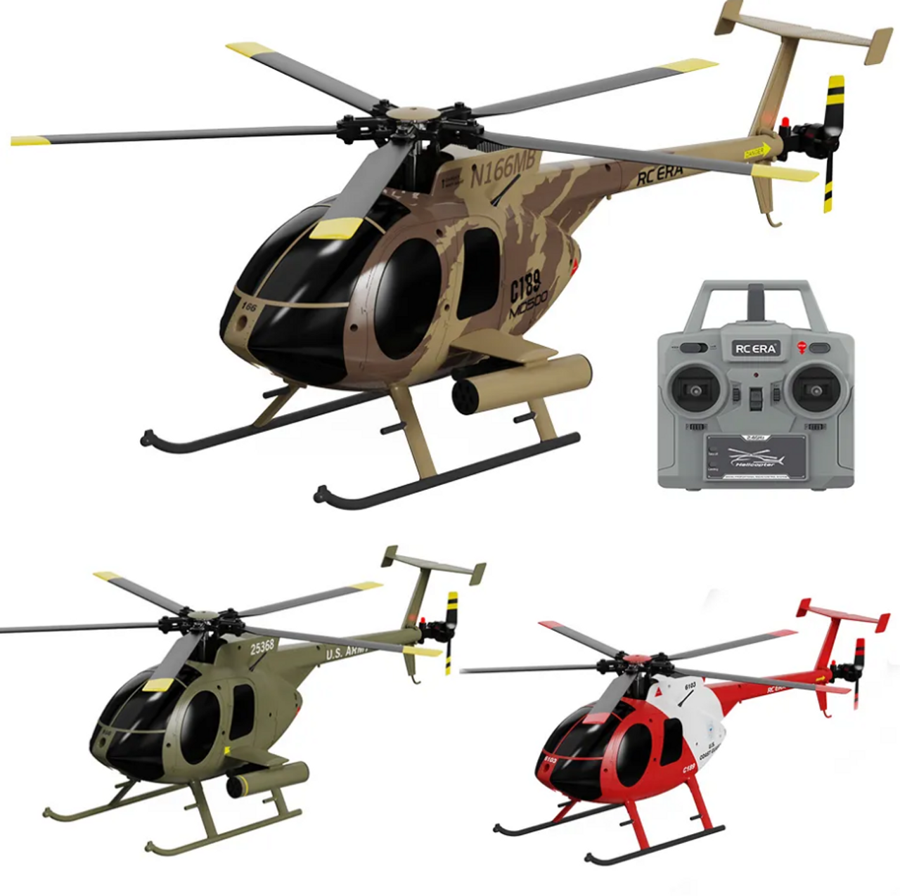 RC ERA C189 MD500 Bird 1:28 Gyro Stabilization RC Helicopter -RTF (Red)