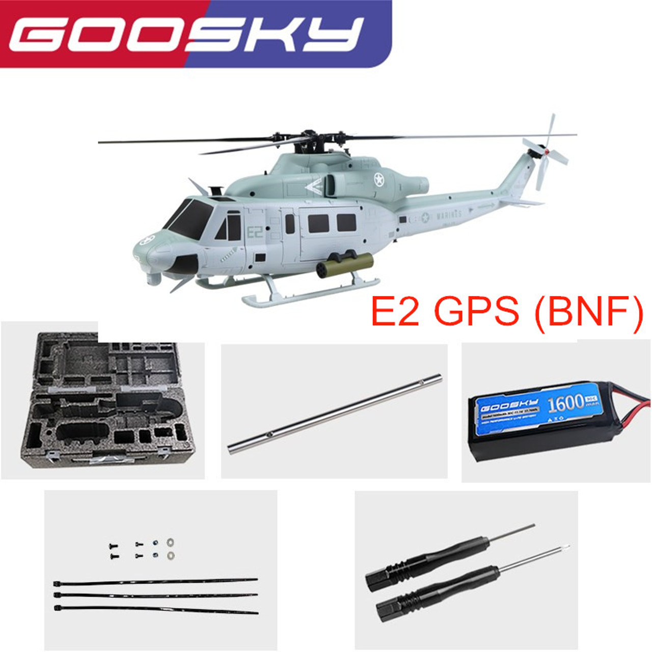 GOOSKY E2 Rescue 1/35 RC Smart GPS Helicopter BNF with 3S 1600mAh Lipo Battery BAF050010
