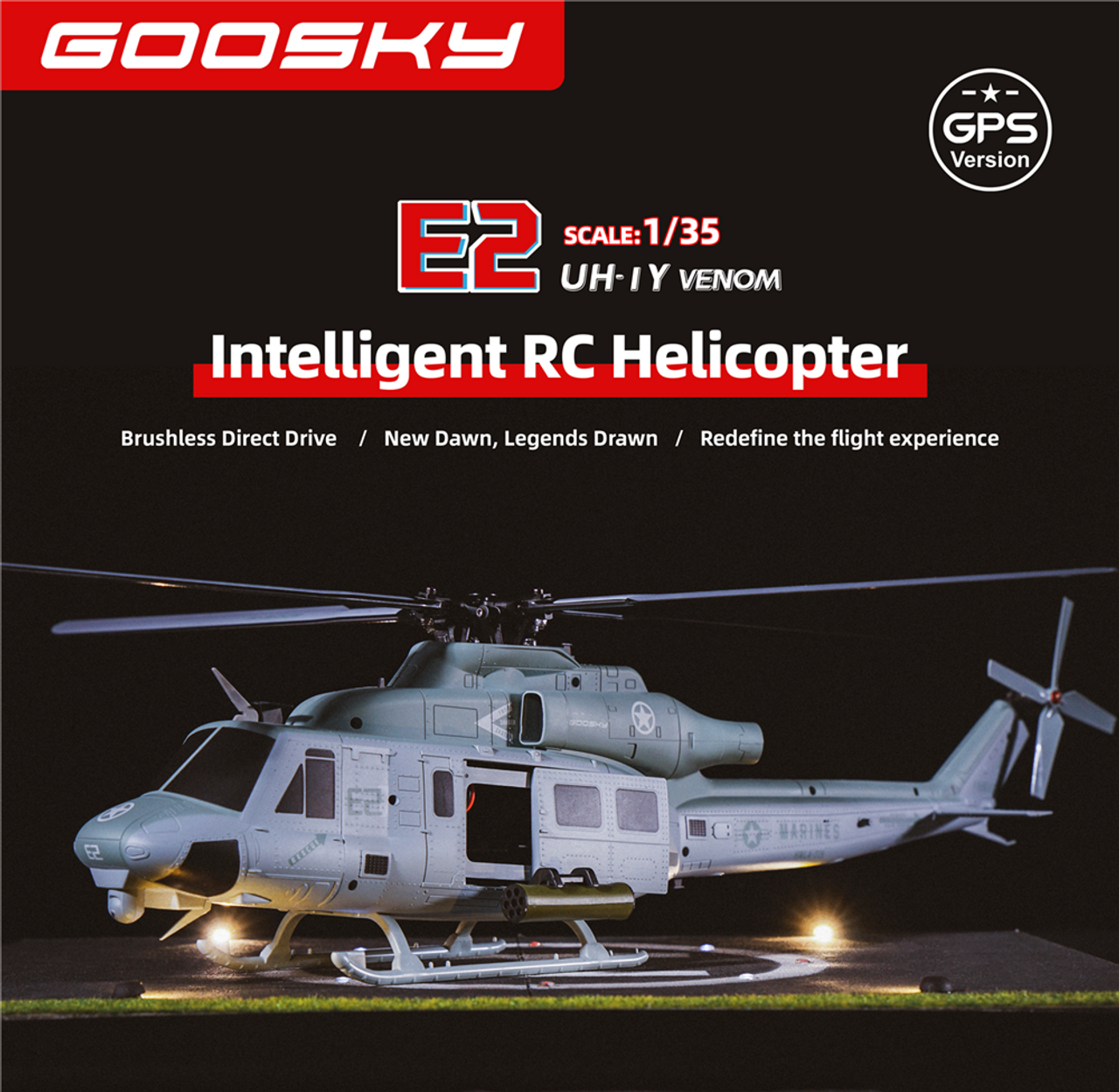 GOOSKY E2 Rescue 1/35 RC Smart GPS Helicopter RTF with 3S 1600mAh Lipo Battery