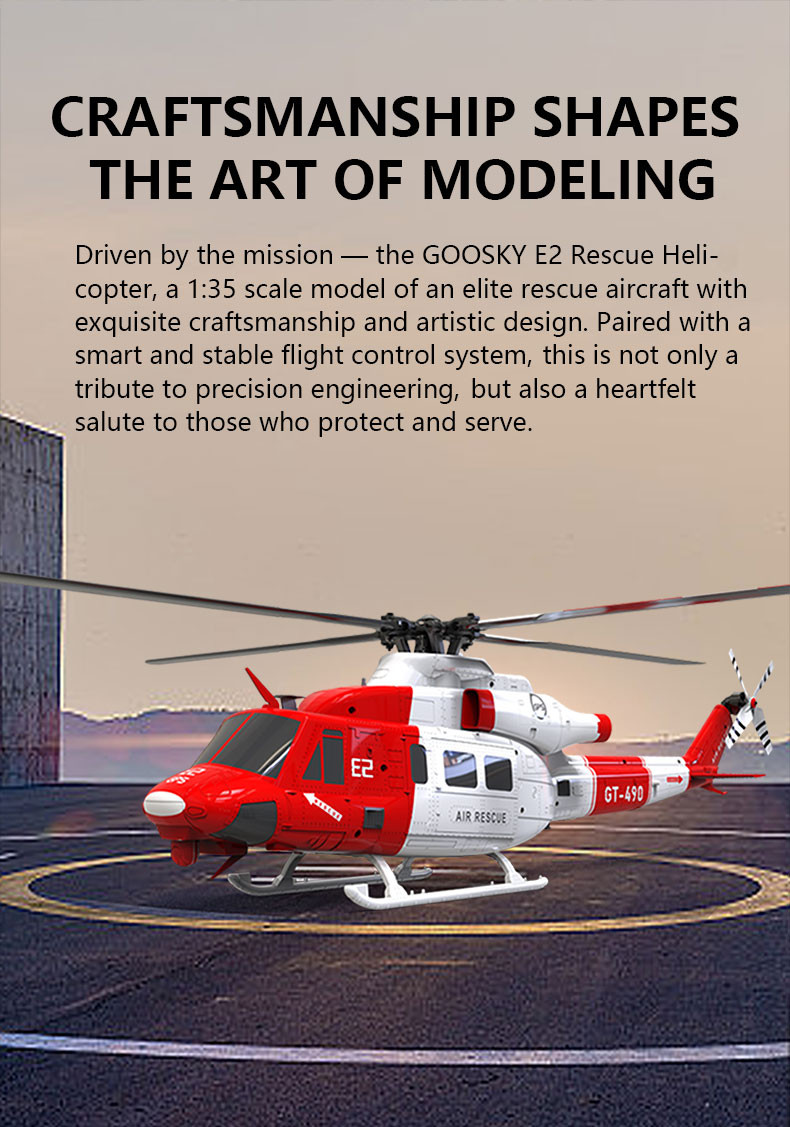 GOOSKY E2 Rescue 1/35 RC Smart GPS Helicopter RTF with 3S 1600mAh