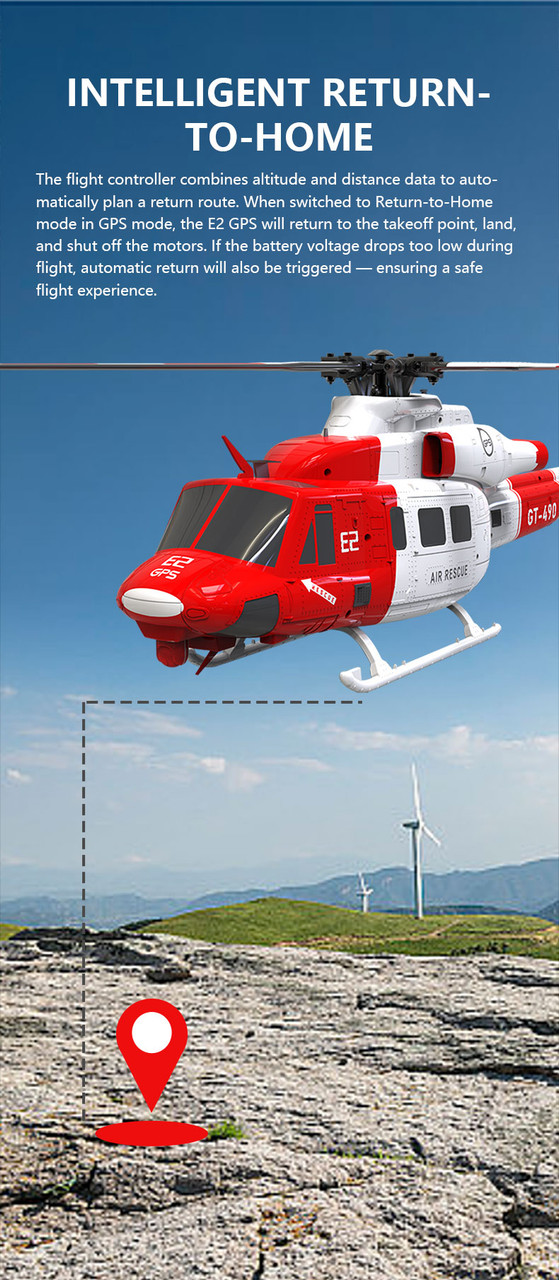 GOOSKY E2 Rescue 1/35 RC Smart GPS Helicopter RTF with 3S 1600mAh