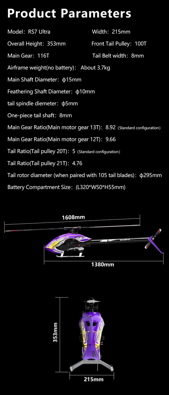 Goosky RS7 Ultra Kit Green version W/O Main Blade & Tail Blade