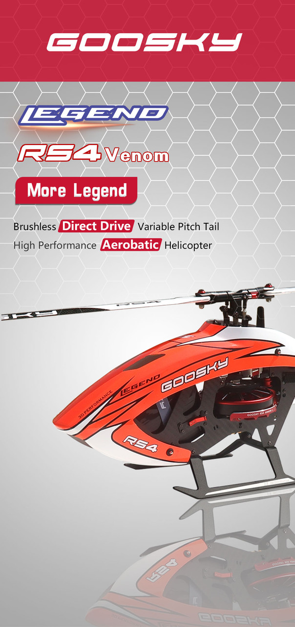 Goosky Legend RS4 Venom RC Helicopter Kit Version With Motor and