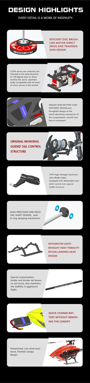 Goosky Legend RS4 Venom RC Helicopter Kit Version With Motor and Blades - Green / Orange(Unassembled) 
