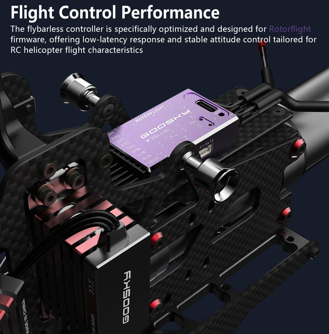 Goosky F701 ELRS Flight Controller Module for Over 500 Class RC helicopters