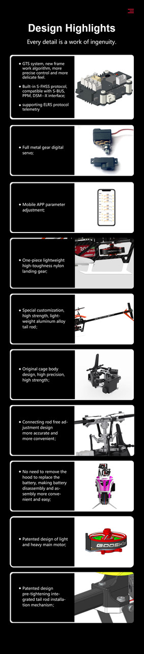GOOSKY (RTF) Legend S1 New Version High-Performance Aerobatic RC Helicopter - Purple