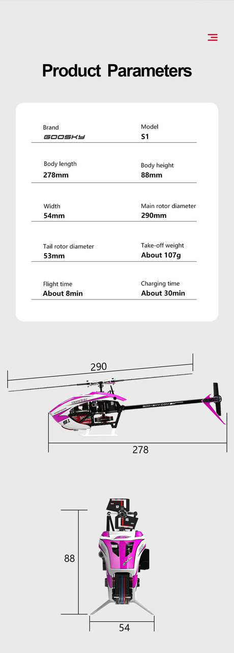 GOOSKY BNF Legend S1 New Version High-Performance Aerobatic RC Helicopter - Blue