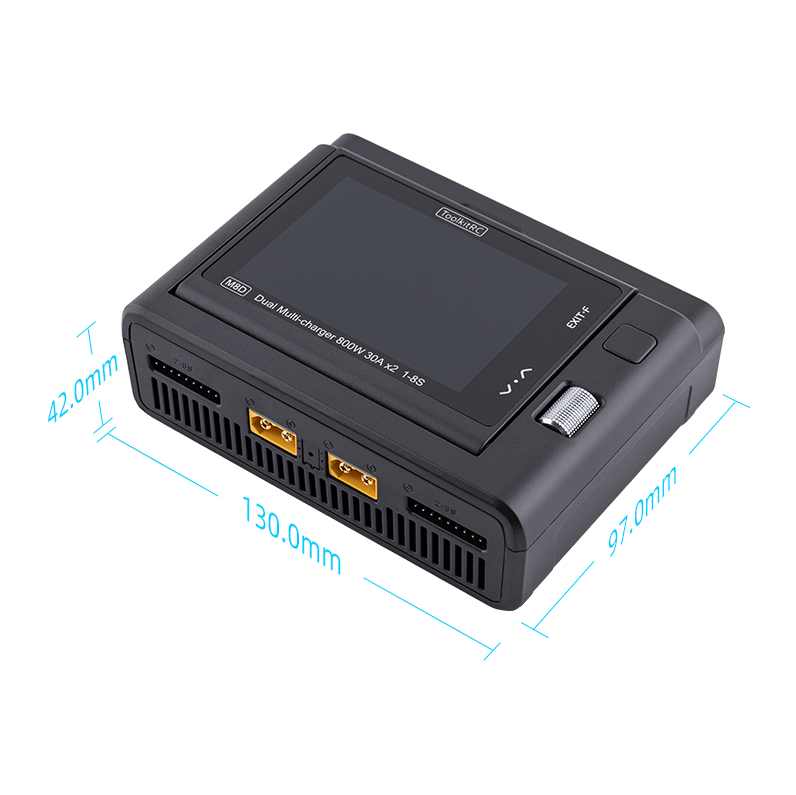 ToolkitRC M8D Intelligent Charger DC1600W XT60 2-8S Lithium Battery Balanced Voltage Remote Control Toy Car Model Discharger