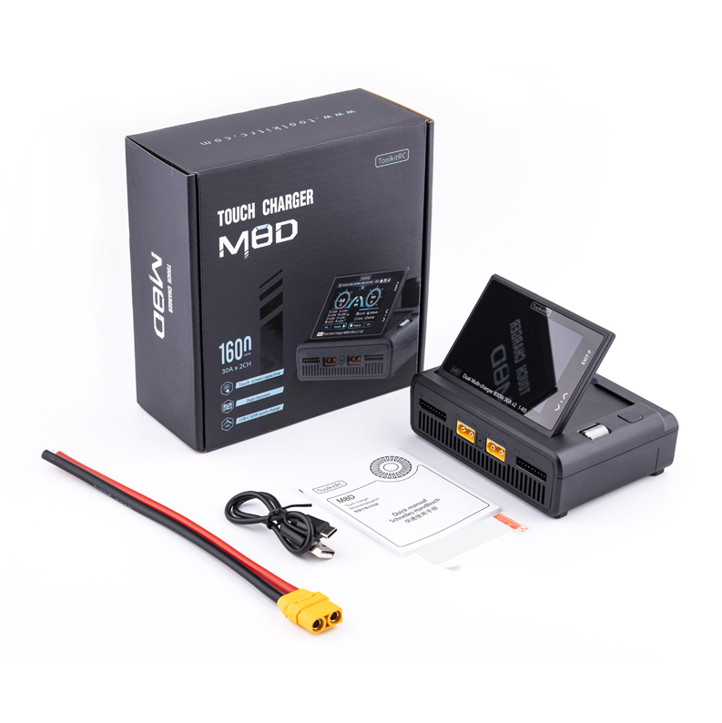 ToolkitRC M8D Intelligent Charger DC1600W XT60 2-8S Lithium Battery Balanced Voltage Remote Control Toy Car Model Discharger