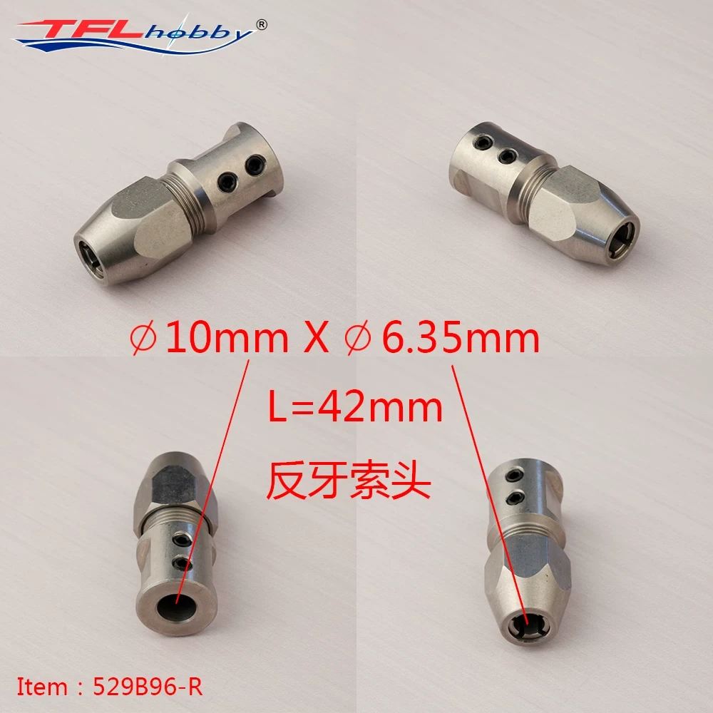 TFL 10*6.35mm Positive Screw Coupler 529B96 1PC / 10*6.35mm Reverse Screw Coupler 529B96-R 1PC for RC Boat