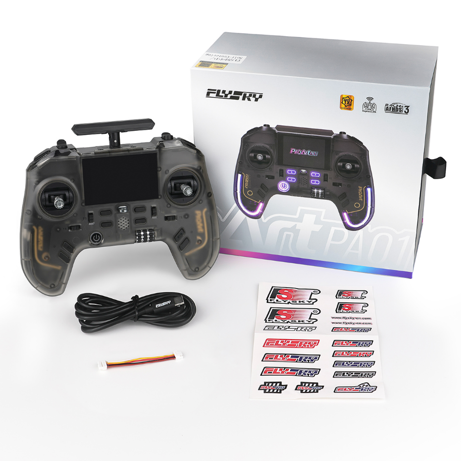 Flysky ProArt PA01 Radio Transmitter, 2.4GHz 18-32 Channel Remote Controller with 2.4 Inch IPS Color Screen for FPV Drone/RC Helicopter/Airplane/Car/Boat/Multirotor