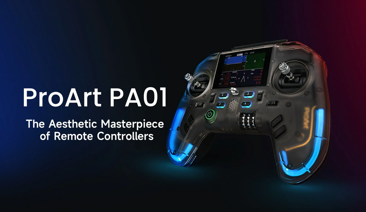 Flysky ProArt PA01 Radio Transmitter, 2.4GHz 18-32 Channel Remote Controller with 2.4 Inch IPS Color Screen for FPV Drone/RC Helicopter/Airplane/Car/Boat/Multirotor
