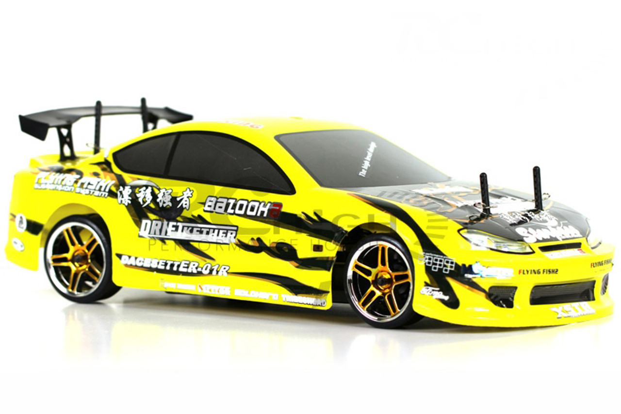 HSP 94123 Yellow 2.4Ghz Flying Fish Electric Drift Road 1/10 Scale RC Car, Body:12363-Y