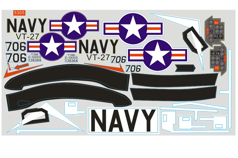 FMS 1400mm T-28 V3 / V4 Decal Sheet FMSPM112  MI302