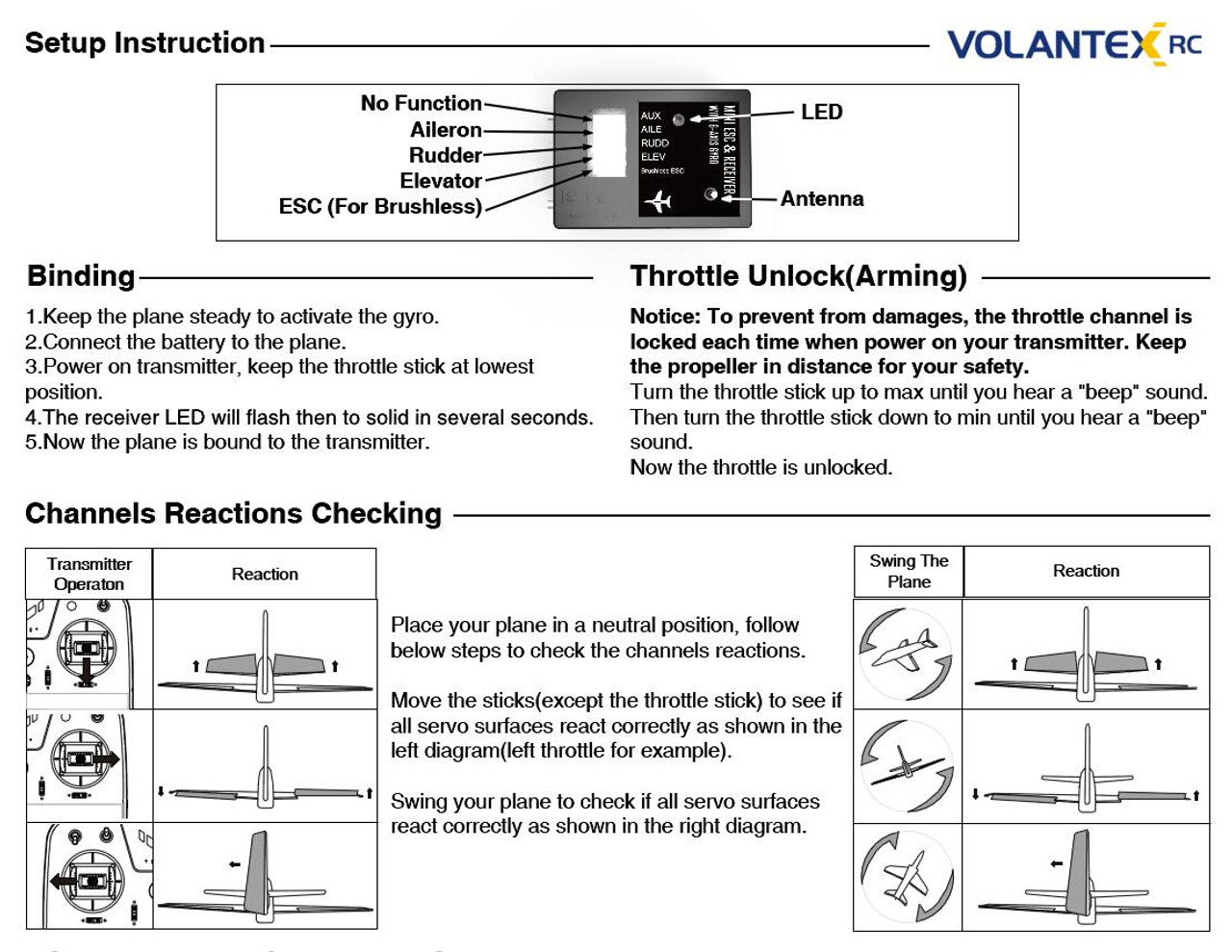 Volantex RC 4CH Transmitter EAT403 & EAR403 5CH Receiver