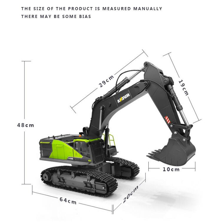 HUINA Model New 1:14 RC Excavator 22CH Green Remote Control Truck