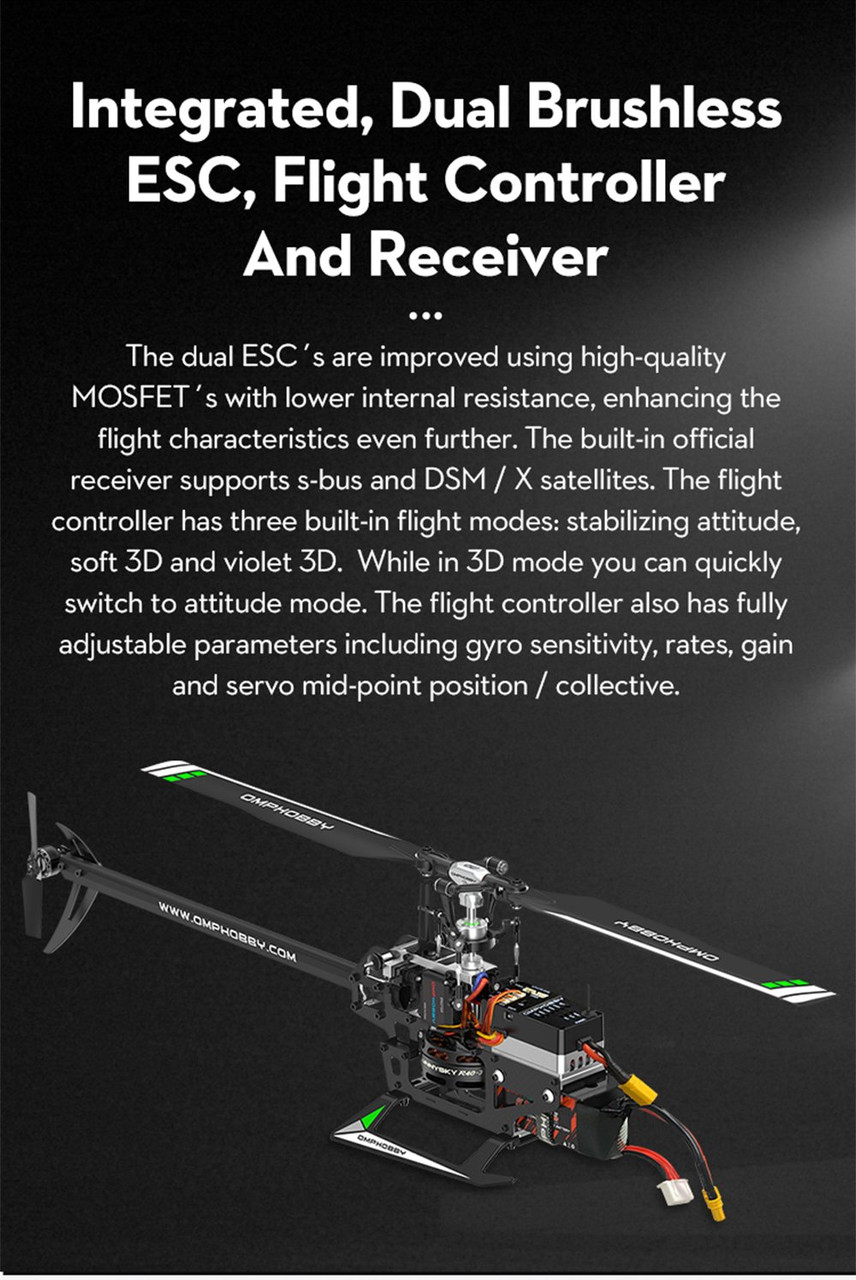 ホビーラジコン OMPHOBBY M2 EXPLORE OMPHOBBY M2 Explore RC Helicopter - Dual Brushless Motor Direct