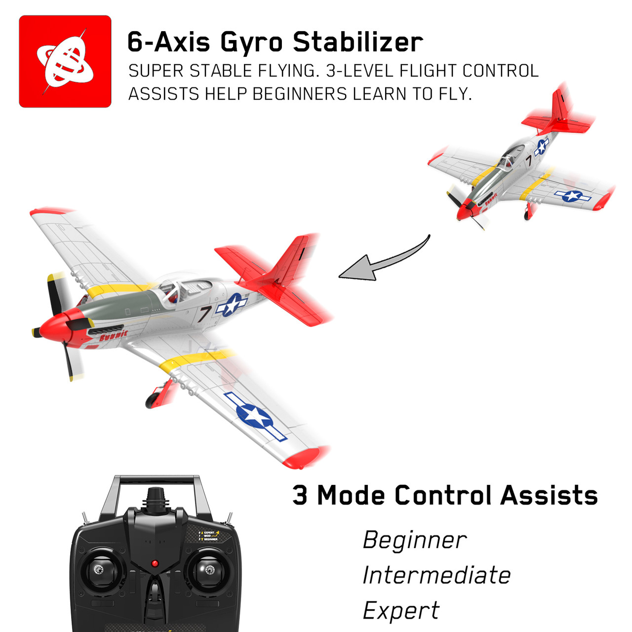 ☆Volantex 768-1 マスタングP-51D 750mm翼幅 手動/3D/ジャイロ P51