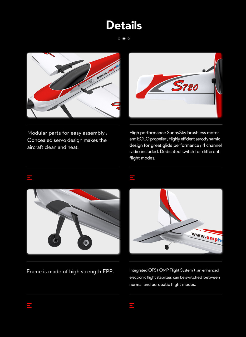 OMPHOBBY S720 RC Plane RTF 6-Axis Gyro Stabilizer RC Airplane