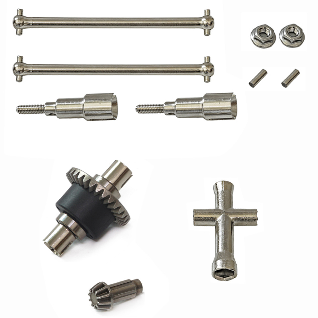 1/16 RC Jeep Metal Upgrade Diff. Set & Metal Rear CVD RC Car Parts for 16101 16102 16103 16201