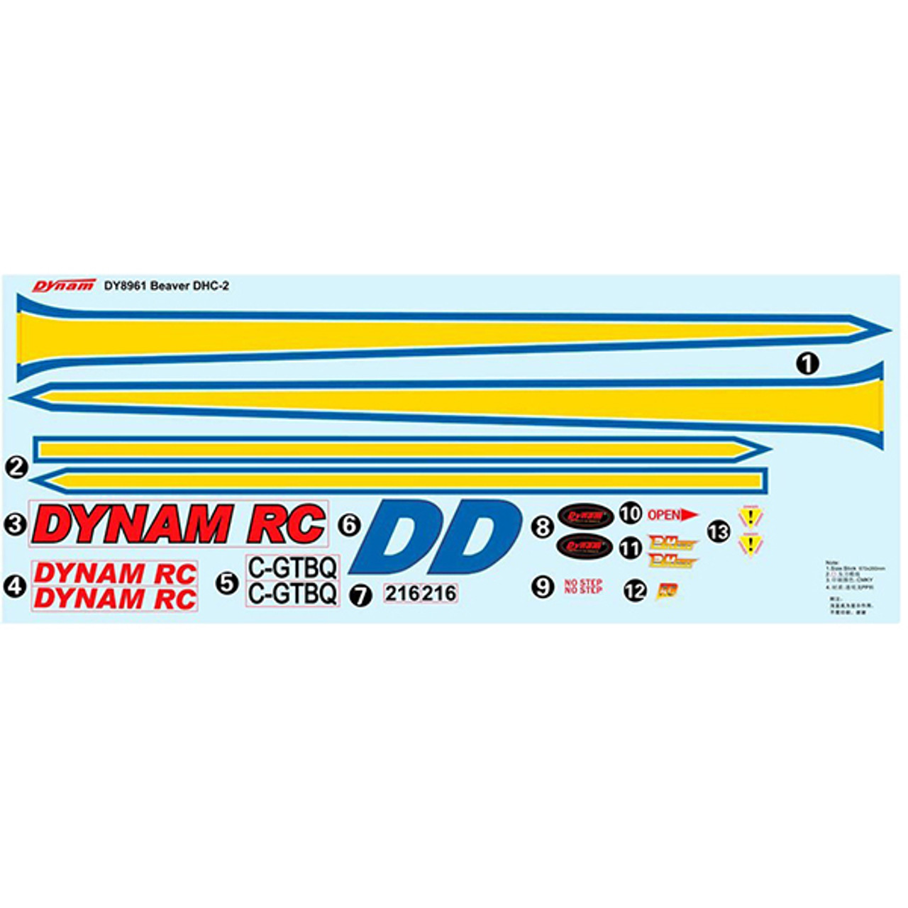 Dynam 8961 Beaver DHC2 RC Sea Plane Decal DHC2-15