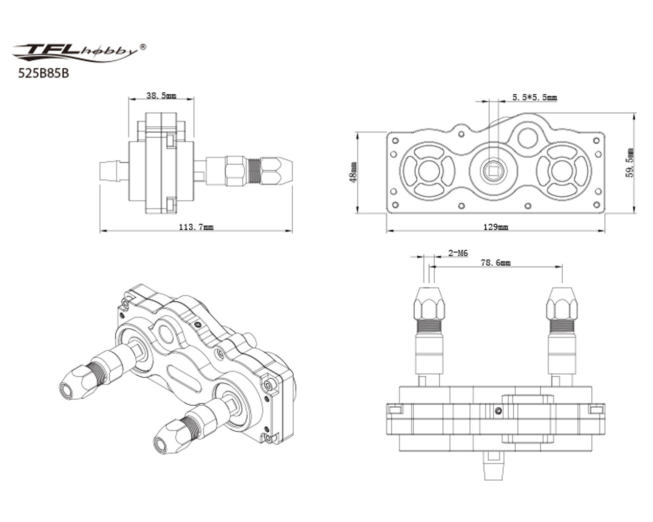 TFL Heavy Duty Forward and Reverse Transfer Transmission 525B85 for RC Boat