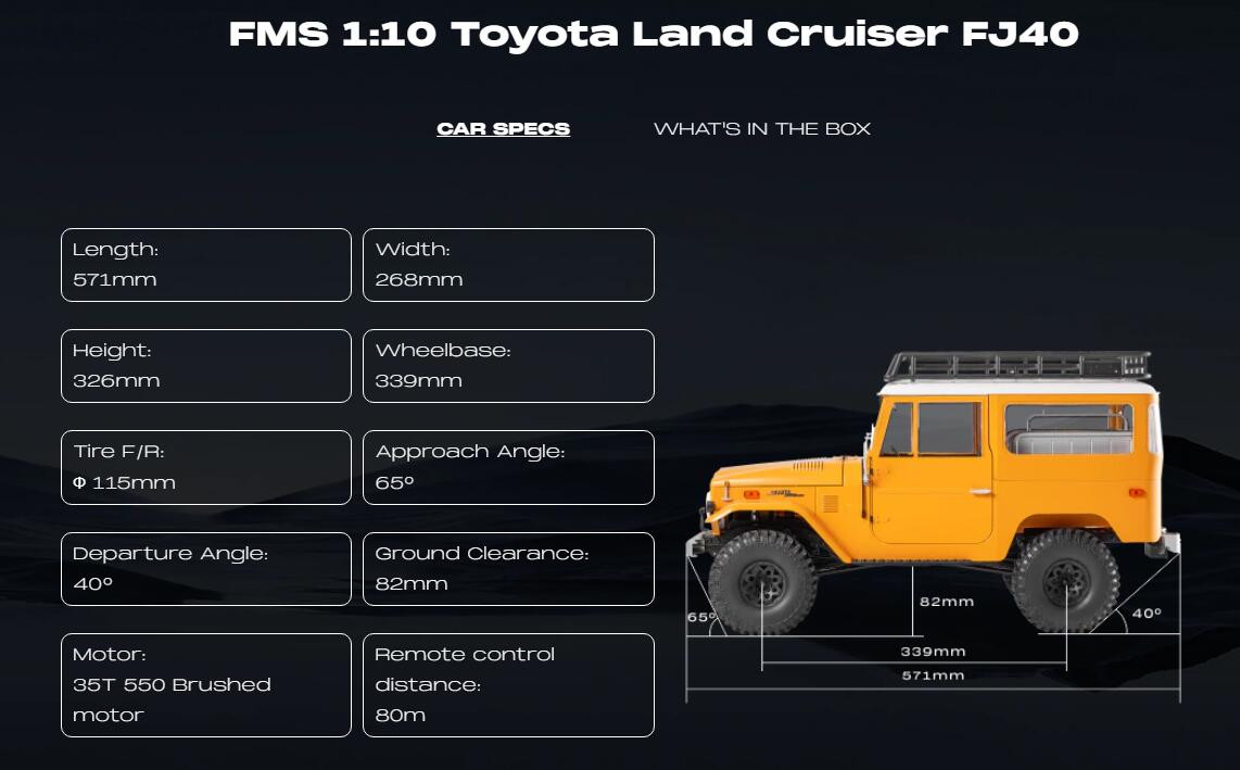 New Product FMS 1:10 Toyota Land Cruiser FJ40 RS 11035 2.4GHz RC