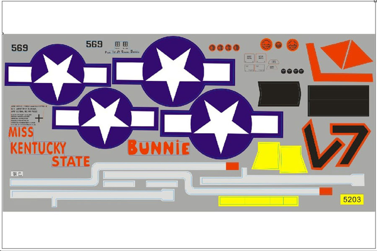 FMS 1700mm P51 P-51 Red Tail RC Plane Parts Decal Sheet FMSSG304RT