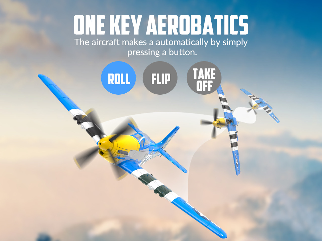 Volantex New Mini 400mm P51-D 761-5 Blue / Red V2 RTF RC Warbird for Begineer