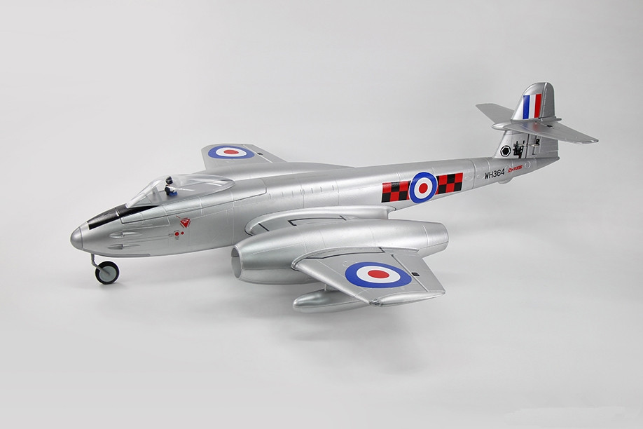 ynam Gloster Meteor F8 V2 Silver 6S Twin 70mm EDF RC Jet w/ Flaps