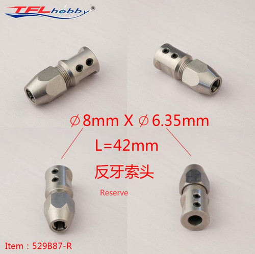 TFL 8*6.35mm Positive Screw Coupler 529B87 1PC / 8*6.35mm Reverse Screw Coupler 529B87-R 1PC for RC Boat