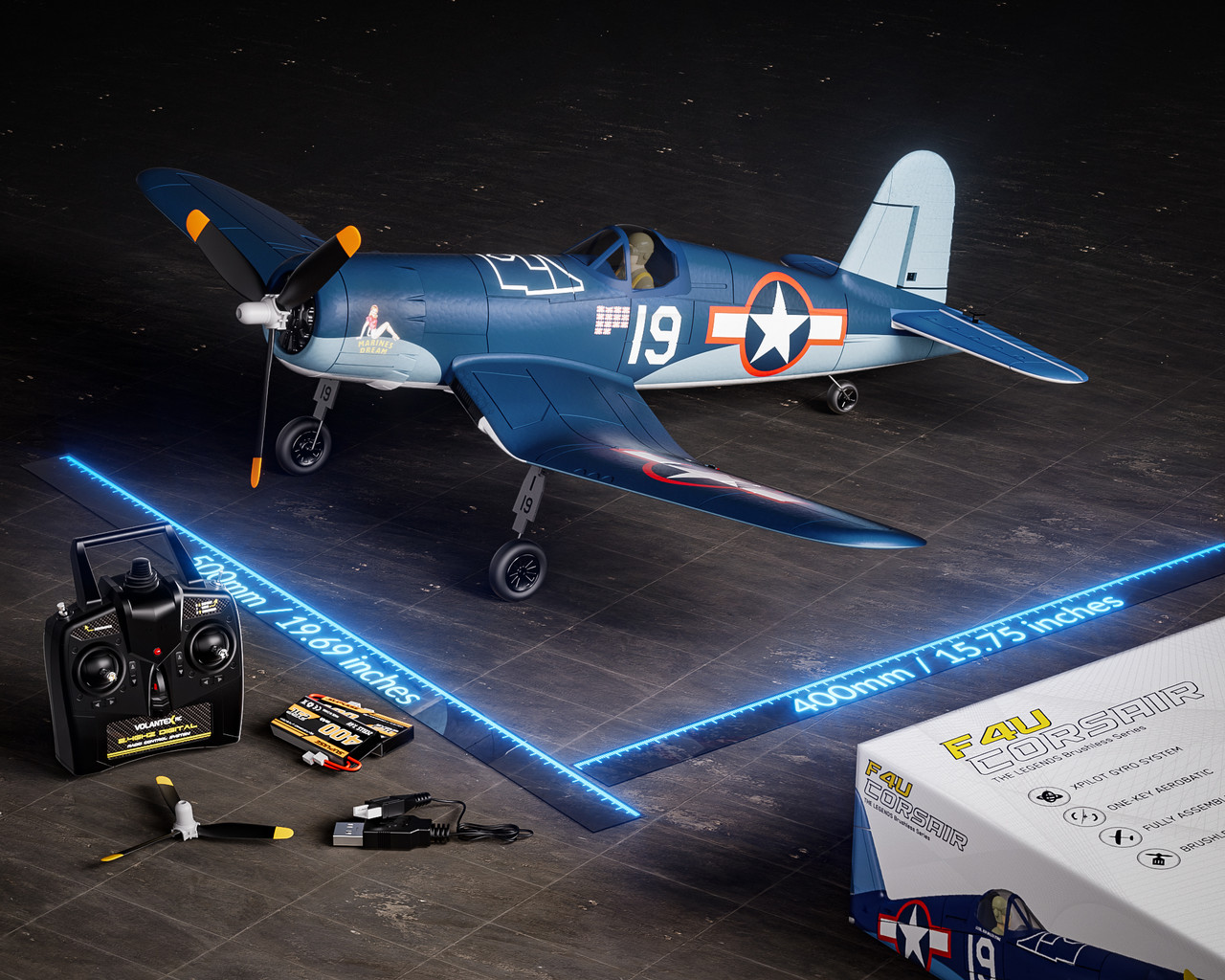 VOLANTEXRC 500MM Corsair F4U RC Airplane Brushless with update