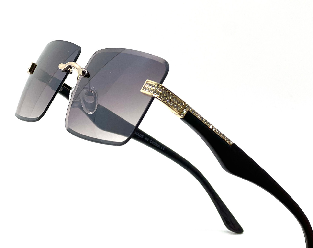 ライズ太郎 Men's Small Rectangular Sophisticated Gold Clear Black Brown Blue