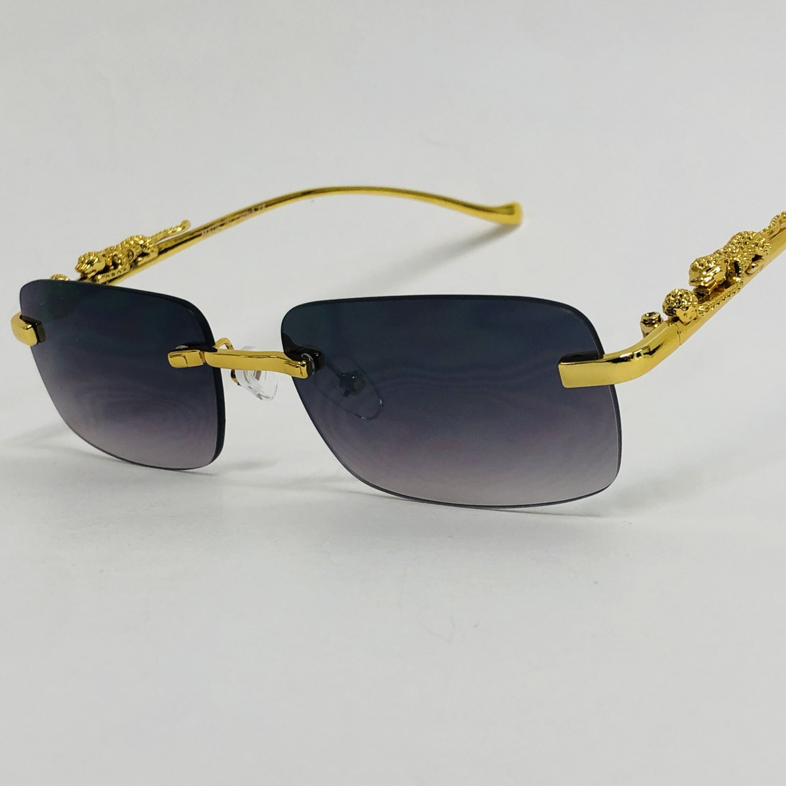 Men S Sunglasses Designer Hip Hop Quavo Migos Diamond Rimless Square Frame Black Brown Lens New