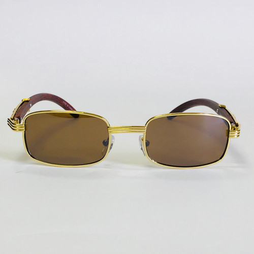Hip-Hop Wood Temple Square Gold Frame Clear Lens Eye Glasses Mens Women Migos Vintage  Fashion Eye Glasses Designer