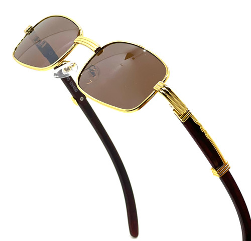 Hip-Hop Wood Temple Square Gold Frame Clear Lens Eye Glasses Mens Women Migos Vintage  Fashion Eye Glasses Designer