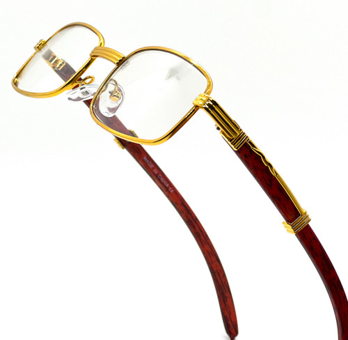 Hip-Hop Wood Temple Square Gold Frame Clear Lens Eye Glasses Mens Women Migos Vintage  Fashion Eye Glasses Designer