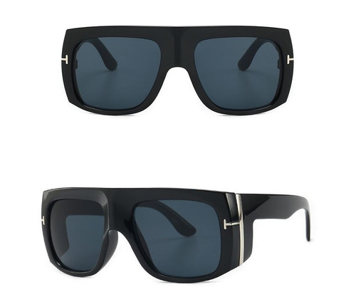 Oversize Plastic Thick Frame Aviator Square Metal Sunglasses Black Lens Glasses Shades Hip Hop Rapper