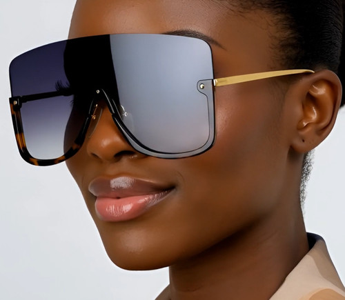 shield sunglasses, oversized sunglasses, flat top sunglasses, one piece lens, visor sunglasses, fashion sunglasses, statement sunglasses, women's sunglasses, sun glasses, black sunglasses, gold sunglasses, futuristic sunglasses, party sunglasses