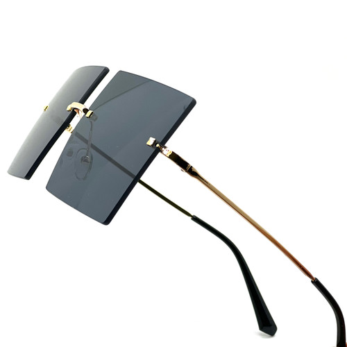 Women Fashion Sunglasses Gold Frame Oversized Big Large Square Design Rimless NEW lentes gafas mujeres rectangular fashion designer eyewear
shades