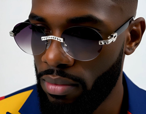 rimless sunglasses, round sunglasses, gold sunglasses, fashion sunglasses, designer sunglasses, gradient lens, sun glasses, shades, eyewear, accessories, womens sunglasses, mens sunglasses, stylish sunglasses, trendy sunglasses